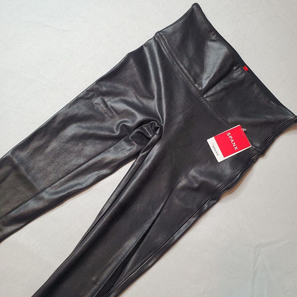 Spanx Womens Size S NWT Ankle Leggings Faux Leather High Waist Black 2437